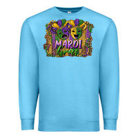 Ocean Blue mardi gras mask with leopard background Premium Sweatshirt - RanaPortraitStore