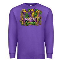 Purple mardi gras mask with leopard background Premium Sweatshirt - RanaPortraitStore