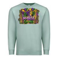 Seafoam mardi gras mask with leopard background Premium Sweatshirt - RanaPortraitStore