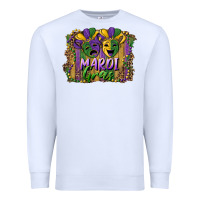 White mardi gras mask with leopard background Premium Sweatshirt - RanaPortraitStore