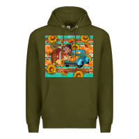 Army Green Farm life fall barn and truck Premium Hoodie - Artiststas