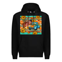Black Farm life fall barn and truck Premium Hoodie - Artiststas