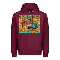 Burgundy Farm life fall barn and truck Premium Hoodie - Artiststas