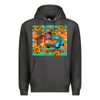 Charcoal Heather Farm life fall barn and truck Premium Hoodie - Artiststas