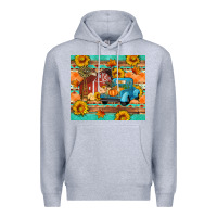 Heather Grey Farm life fall barn and truck Premium Hoodie - Artiststas