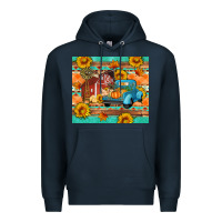 Navy Farm life fall barn and truck Premium Hoodie - Artiststas