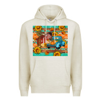Oatmeal Heather Farm life fall barn and truck Premium Hoodie - Artiststas