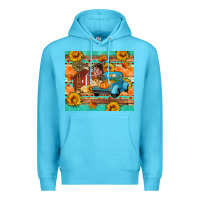 Ocean Blue Farm life fall barn and truck Premium Hoodie - Artiststas