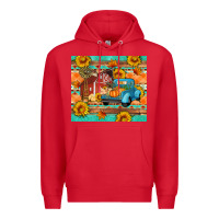 Red Farm life fall barn and truck Premium Hoodie - Artiststas