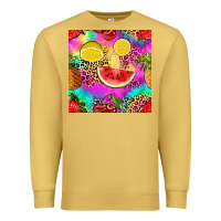 Antique Gold fruits leopard tie dye seamless pattern Premium Sweatshirt - Zillion Design Studio