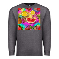 Charcoal Heather fruits leopard tie dye seamless pattern Premium Sweatshirt - Zillion Design Studio