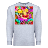 Heather Grey fruits leopard tie dye seamless pattern Premium Sweatshirt - Zillion Design Studio