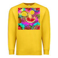Lemon fruits leopard tie dye seamless pattern Premium Sweatshirt - Zillion Design Studio
