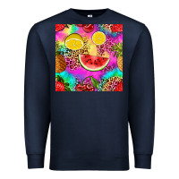 Navy fruits leopard tie dye seamless pattern Premium Sweatshirt - Zillion Design Studio