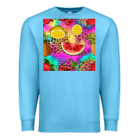 Ocean Blue fruits leopard tie dye seamless pattern Premium Sweatshirt - Zillion Design Studio