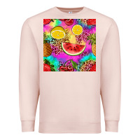 Pale Pink fruits leopard tie dye seamless pattern Premium Sweatshirt - Zillion Design Studio