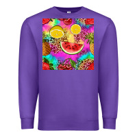 Purple fruits leopard tie dye seamless pattern Premium Sweatshirt - Zillion Design Studio