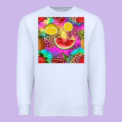 Fruits Leopard Tie Dye Seamless Pattern Premium Sweatshirt Designed By Zillion Design Studio