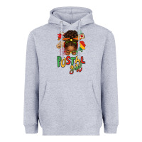 Heather Grey juneteenth afro messy bun postal girl Heavyweight Hoodie - texasbilliewilder