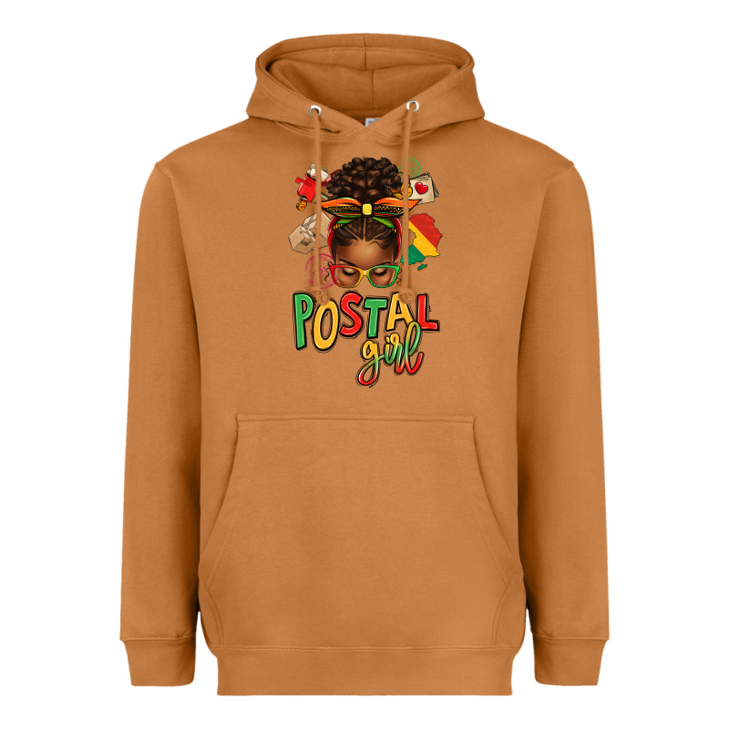 Juneteenth Afro Messy Bun Postal Girl Heavyweight Hoodie by texasbilliewilder | Teevron
