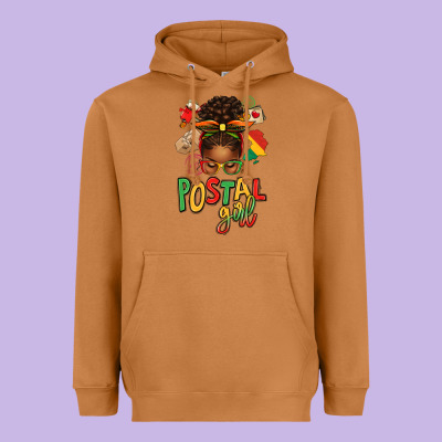 Juneteenth Afro Messy Bun Postal Girl Heavyweight Hoodie Designed By Texasbilliewilder