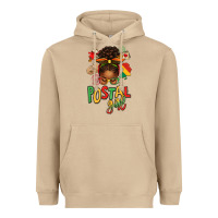 Mushroom juneteenth afro messy bun postal girl Heavyweight Hoodie - texasbilliewilder