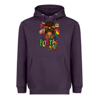 Plum juneteenth afro messy bun postal girl Heavyweight Hoodie - texasbilliewilder