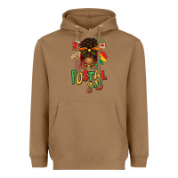 Toasted Coconut juneteenth afro messy bun postal girl Heavyweight Hoodie - texasbilliewilder