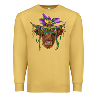 Antique Gold mardi gras mask highland cow Premium Sweatshirt - RanaPortraitStore