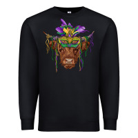 Black mardi gras mask highland cow Premium Sweatshirt - RanaPortraitStore