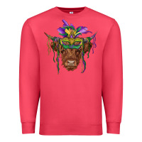 Cardinal mardi gras mask highland cow Premium Sweatshirt - RanaPortraitStore
