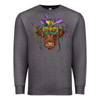 Charcoal Heather mardi gras mask highland cow Premium Sweatshirt - RanaPortraitStore