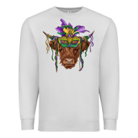 Dove Grey mardi gras mask highland cow Premium Sweatshirt - RanaPortraitStore