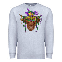 Heather Grey mardi gras mask highland cow Premium Sweatshirt - RanaPortraitStore