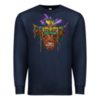Navy mardi gras mask highland cow Premium Sweatshirt - RanaPortraitStore