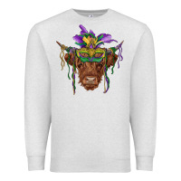 Oatmeal Heather mardi gras mask highland cow Premium Sweatshirt - RanaPortraitStore