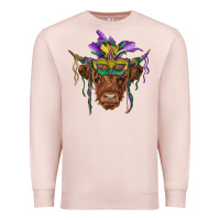 Pale Pink mardi gras mask highland cow Premium Sweatshirt - RanaPortraitStore