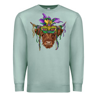 Seafoam mardi gras mask highland cow Premium Sweatshirt - RanaPortraitStore