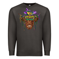 Smoke mardi gras mask highland cow Premium Sweatshirt - RanaPortraitStore