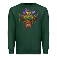 Sports Green mardi gras mask highland cow Premium Sweatshirt - RanaPortraitStore