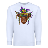 White mardi gras mask highland cow Premium Sweatshirt - RanaPortraitStore