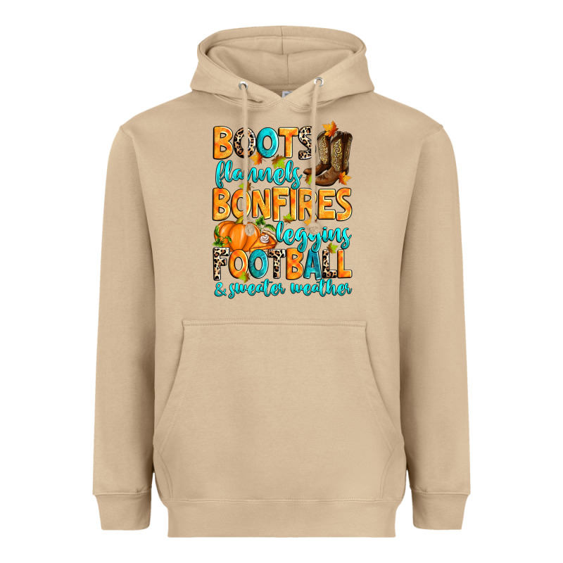 Boots Flannels Bonfires Leggins American Football Heavyweight Hoodie by RanaPortraitStore | Teevron