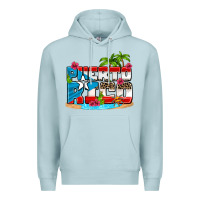 Blue Mist puerto rico and flowers with frog Premium Hoodie - AdoDesignShop