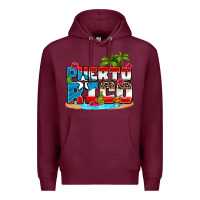 Burgundy puerto rico and flowers with frog Premium Hoodie - AdoDesignShop