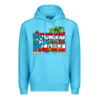 Ocean Blue puerto rico and flowers with frog Premium Hoodie - AdoDesignShop