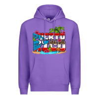 Purple puerto rico and flowers with frog Premium Hoodie - AdoDesignShop