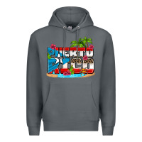 Rock puerto rico and flowers with frog Premium Hoodie - AdoDesignShop