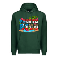 Sports Green puerto rico and flowers with frog Premium Hoodie - AdoDesignShop