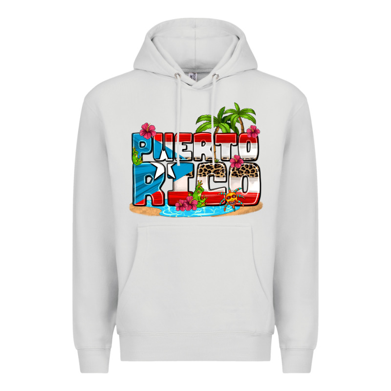 Puerto Rico And Flowers With Frog Premium Hoodie by AdoDesignShop | Teevron