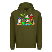 Army Green puerto rico coffee cups Premium Hoodie - AdoDesignShop